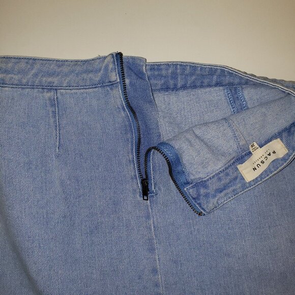 PacSun Scalloped Denim Mini Skirt Women’s Size 26 Light Wash Blue Denim Back Zip - Picture 10 of 14
